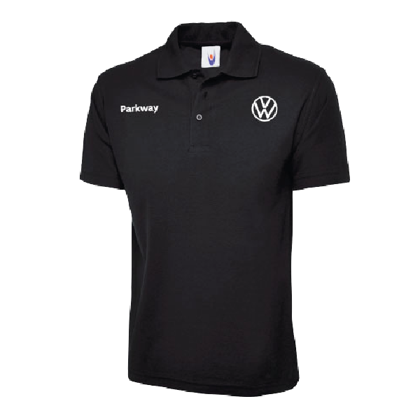 Black branded technical workwear polo shirt 