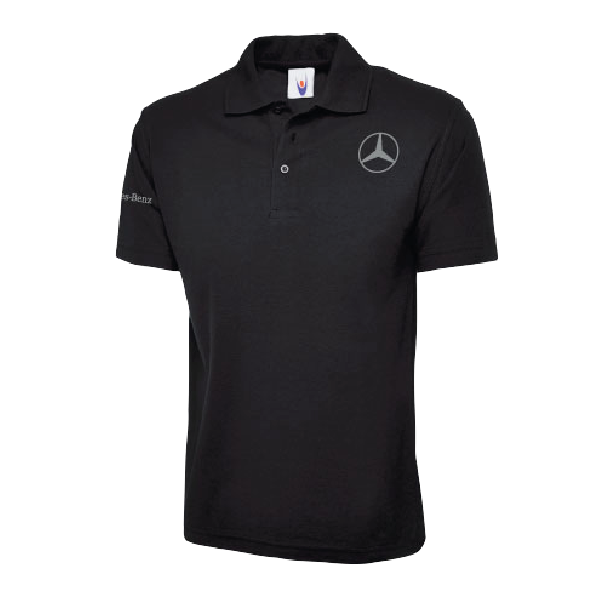 Black Mercedes branded mechanic workwear polo shirt