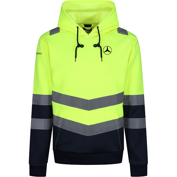 Branded yellow hooded high vis workwear 