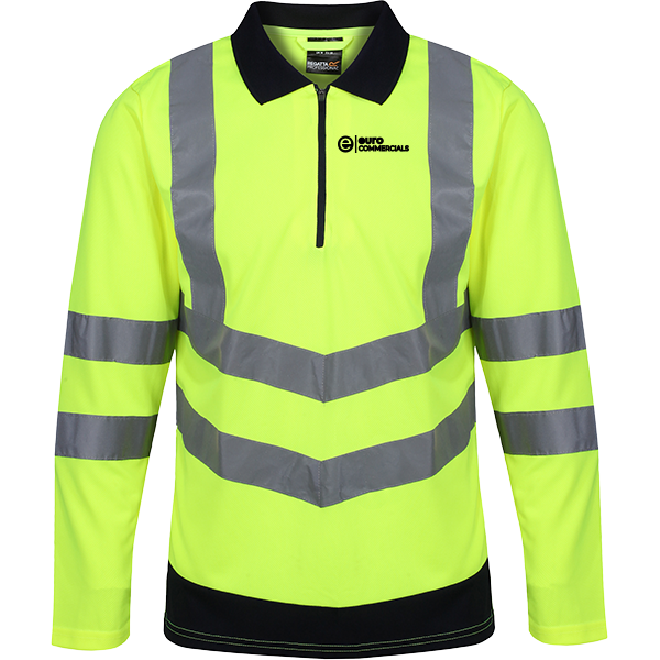 yellow high vis top with black collar