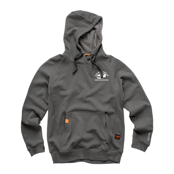 grey branded hoodie for workshop